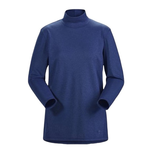 Arc'teryx Lumin Mock Neck Top Cosmic Blue Heather Size Large NWOT - Picture 1 of 9